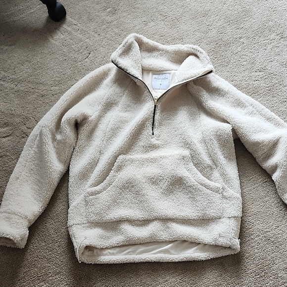 Women's Cream Sherpa Turtleneck Sweater - Picture 1 of 7